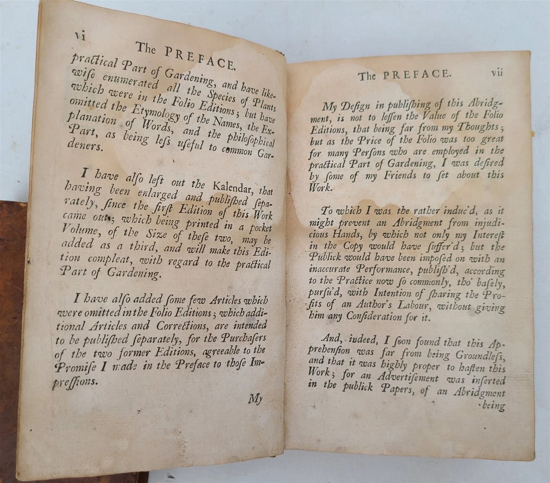 1759 18th century EARL of DERBY ABRIDGEMENT of GARDENERS DICTIONARY antique V. I - 3