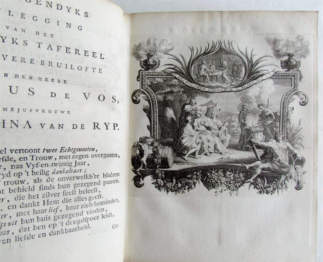 1751 3 VOLUMES VELLUM BOUND in DUTCH P. LANGENDIJK ANTIQUE w/ ENGRAVINGS - 2