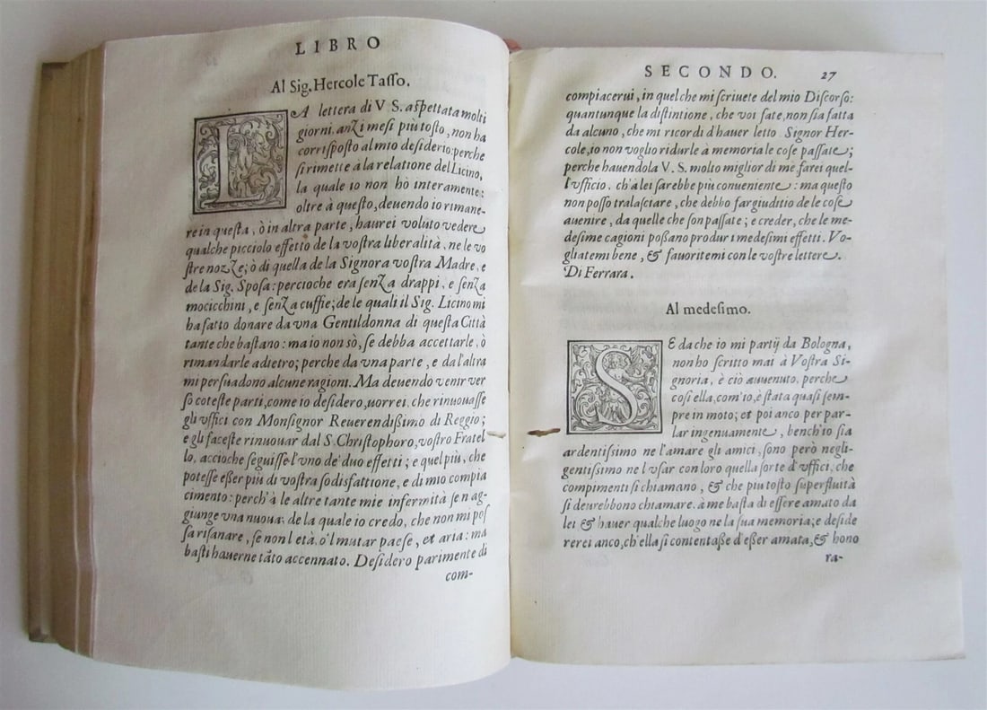 1588 Delle lettere familiari del sig. TORQUATO TASSO antique vellum 16th century - 5
