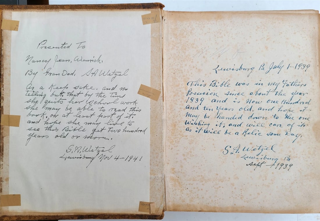 1829 BIBLE in GERMAN antique AMERICANA Philadelphia ILLUSTRATED w/ MAPS - 4