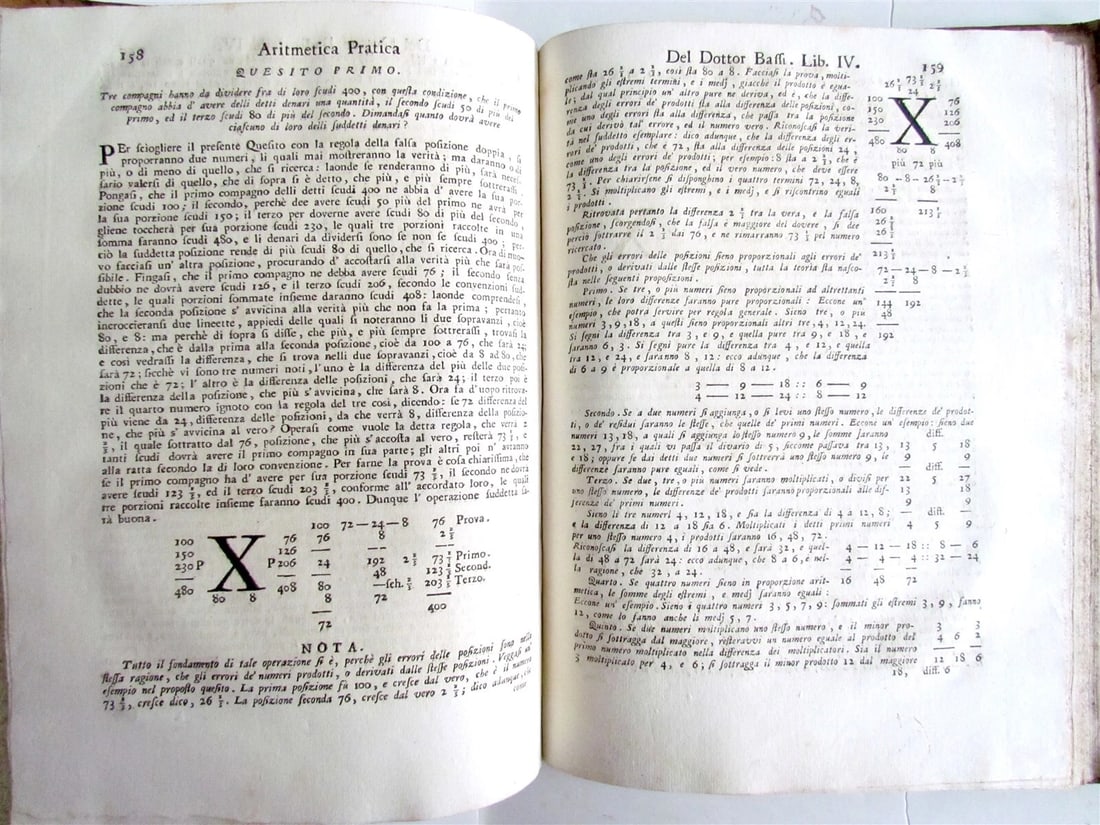 1765 Practical Arithmetic by Giulio Bassi 2 vols ARITMETICA PRACTICA MATHEMATICS - 8