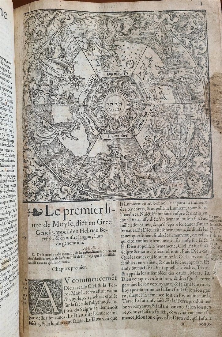 1550 BIBLE in FRENCH LOUVAIN ILLUSTRATED 16th CENTURY antique FOLIO rare - 2