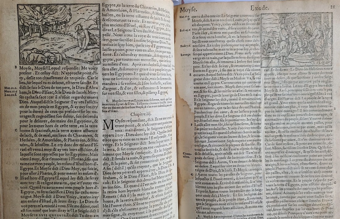 1550 BIBLE in FRENCH LOUVAIN ILLUSTRATED 16th CENTURY antique FOLIO rare - 6