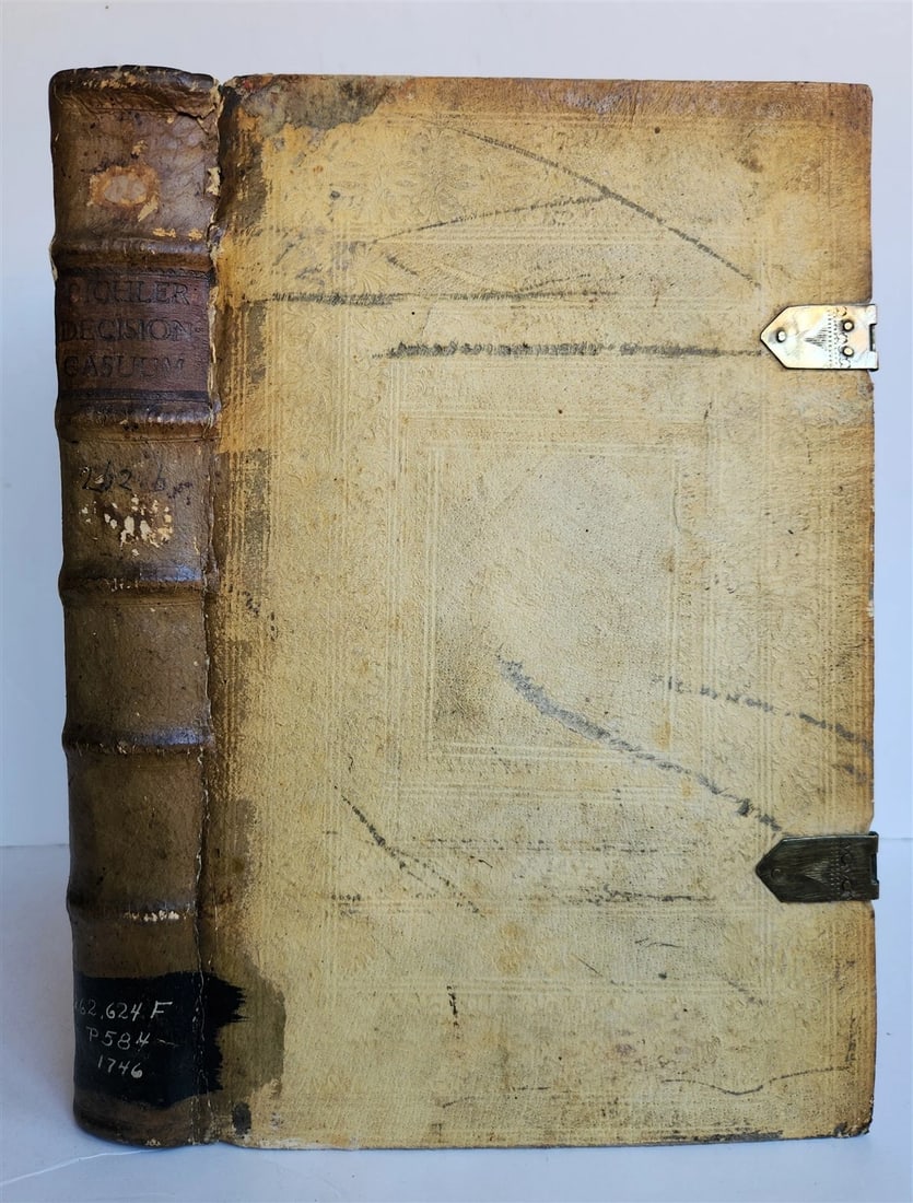 1746 CANON LAW antique PIGSKIN BOUND FOLIO (1 of 8)