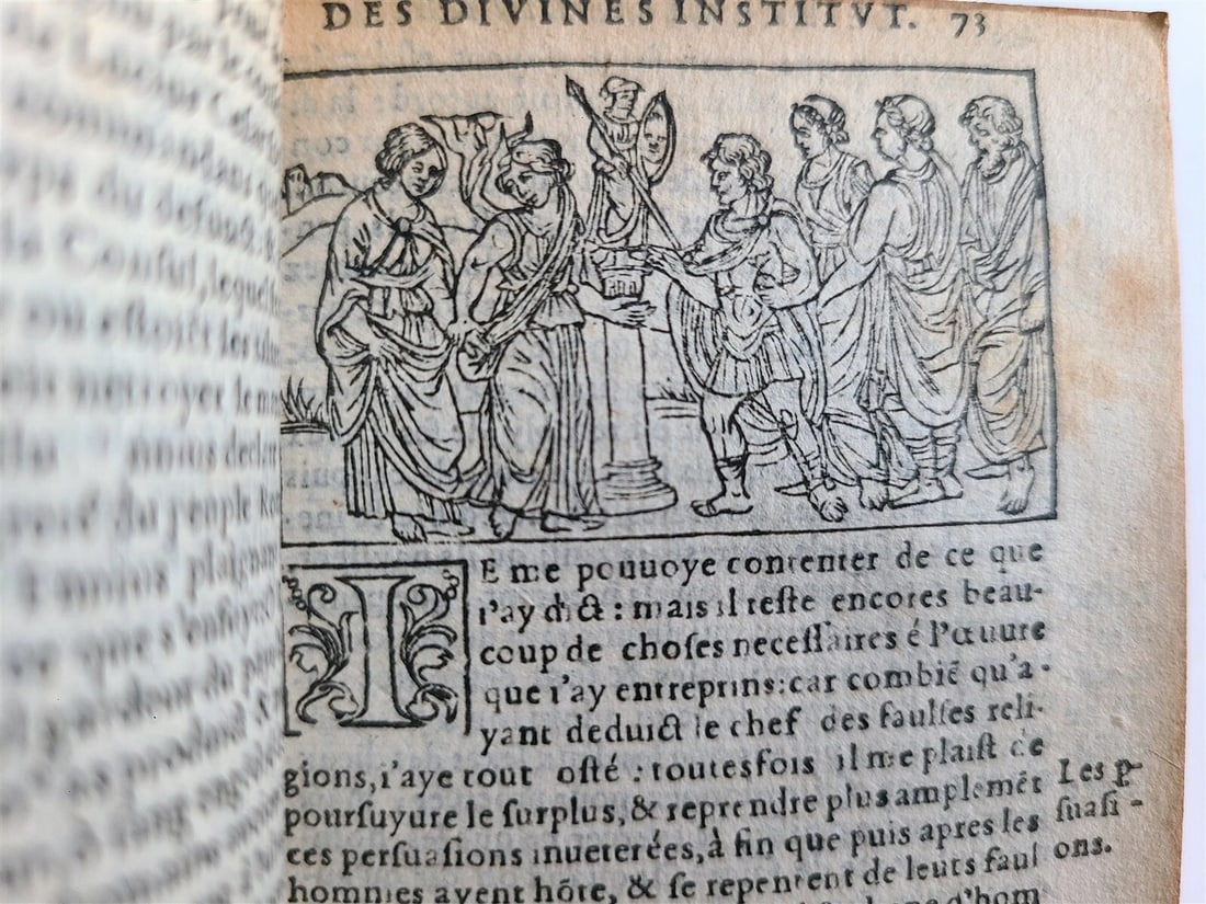 1551 TREATISE AGAINST PAGAN BELIEFS LACTANTIUS antique ILLUSTRATED 179 WOODCUTS - 6