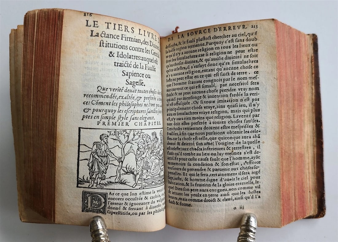 1551 TREATISE AGAINST PAGAN BELIEFS LACTANTIUS antique ILLUSTRATED 179 WOODCUTS - 7