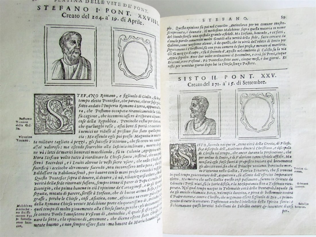 1643 BARTOLOMEO PLATINA LIVES of POPES antique 17th CENTURY ILLUSTRATED - 4