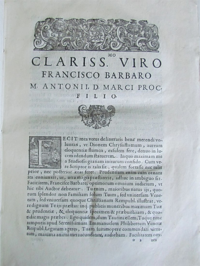 1585 DIONIS CHRYSOSTOMI ORATIONES antique VELLUM BOUND FOLIO 16th CENTURY - 3