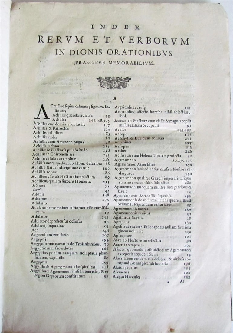 1585 DIONIS CHRYSOSTOMI ORATIONES antique VELLUM BOUND FOLIO 16th CENTURY - 4