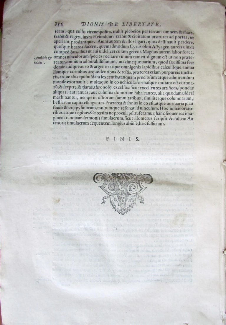 1585 DIONIS CHRYSOSTOMI ORATIONES antique VELLUM BOUND FOLIO 16th CENTURY - 5