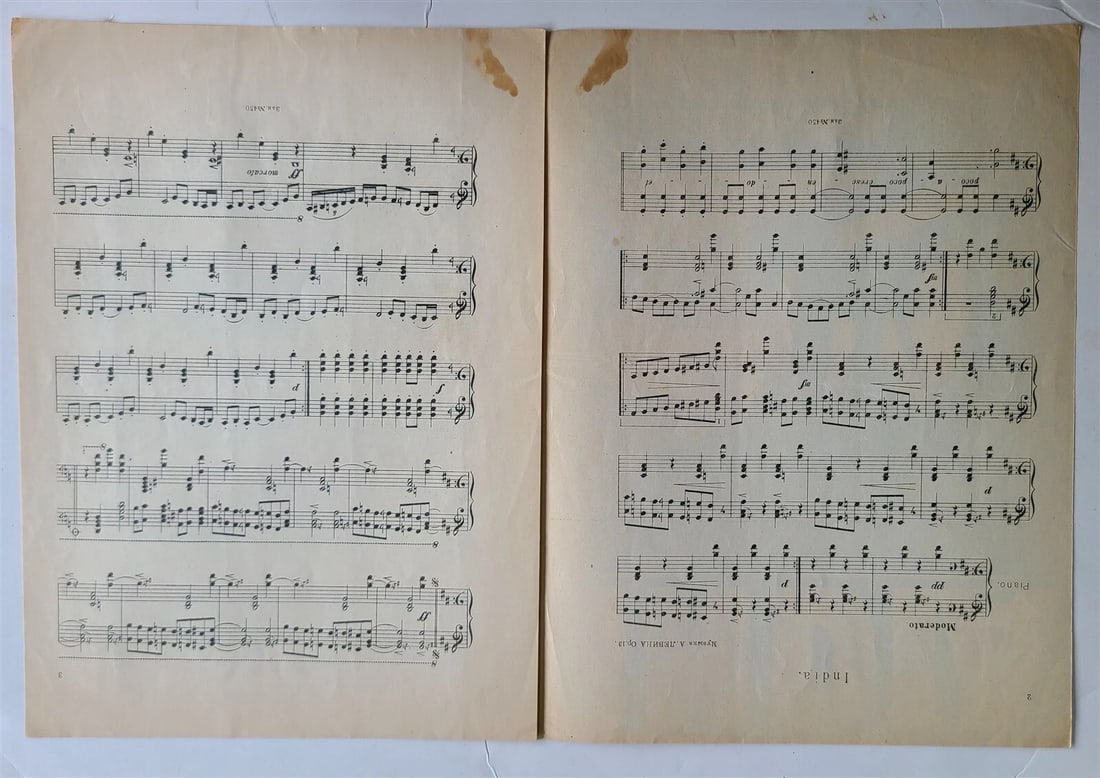 RUSSIAN VINTAGE 1927 MUSIC SHEET INDIA - 2