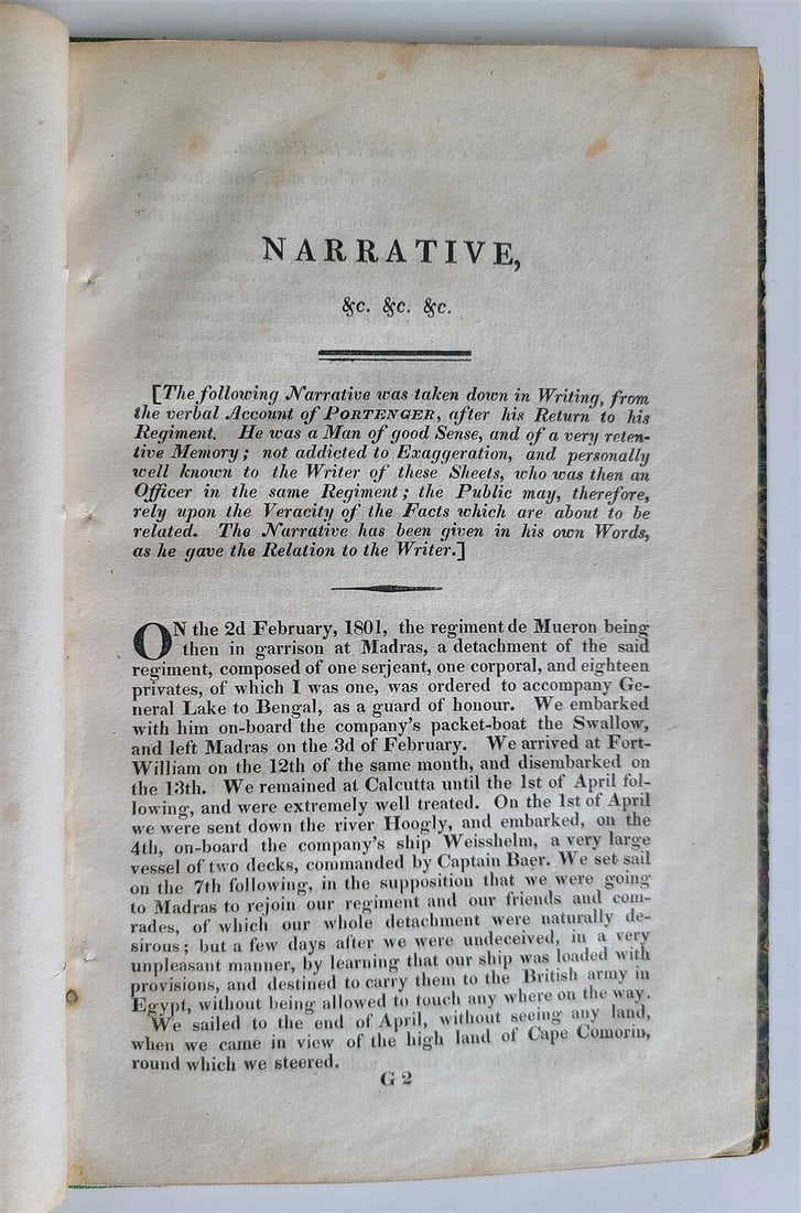 1819 NARRATIVE of SUFFERINGS & ADVENTURES oh HENDERICK PORTENGER antique - 4