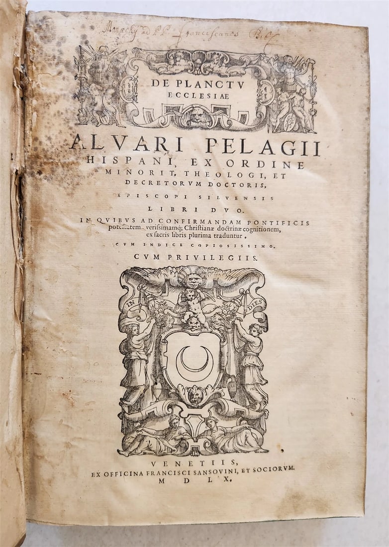 1560 CANON LAW WORK by GALICIAN LAWYER ALVARO PELAYO antique PIGSKIN BOUND FOLIO - 2