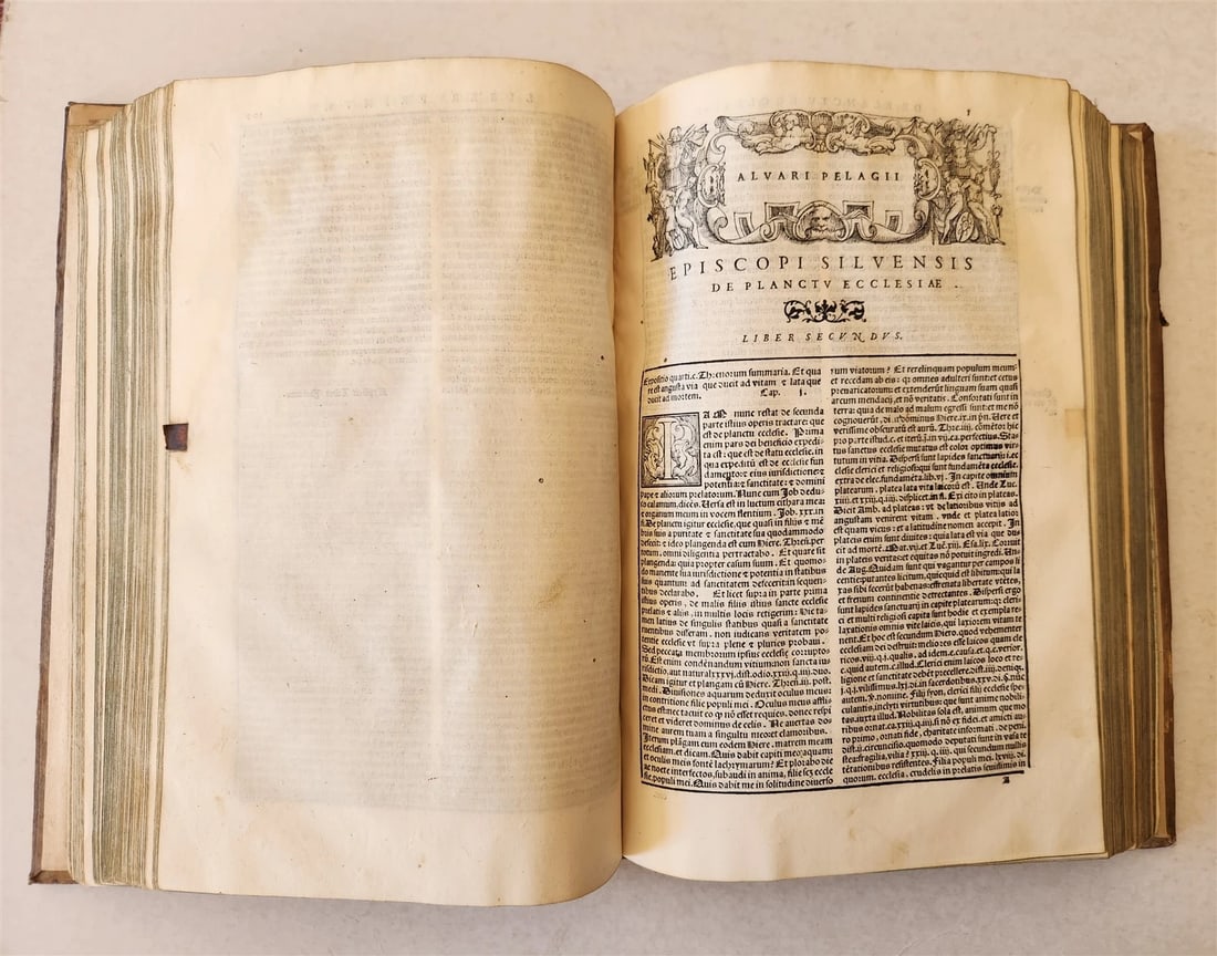 1560 CANON LAW WORK by GALICIAN LAWYER ALVARO PELAYO antique PIGSKIN BOUND FOLIO - 5