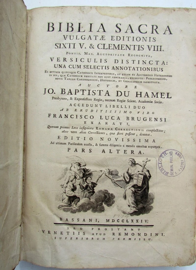 1774 HOLY BIBLE in LATIN BIBLIA SACRA ANTIQUE VELLUM BOUND FOLIO 2 VOLUMES - 4