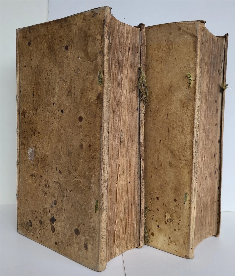 1682 Psalmorum Davidicorum 2 FOLIO VELLUM BOUND VOLUMES antique LATIN BIBLE - 2