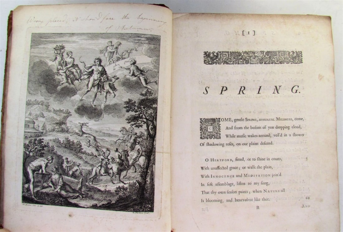 1730 POETRY in ENGLISH THE SEASONS by JAMES THOMPSON antique 1st EDITION - 2