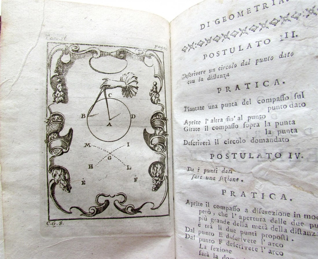 1781 GEOMETRY antique ILLUSTRATED Pratica di Geometria in carta e in campo - 5