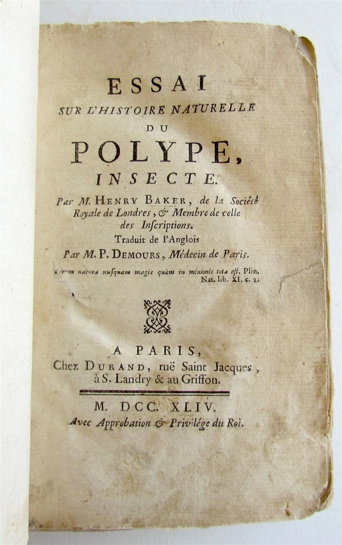 1744 NATURAL HISTORY of the POLYPES ILLUSTRATED w/ 22 engraved plates ANTIQUE - 2