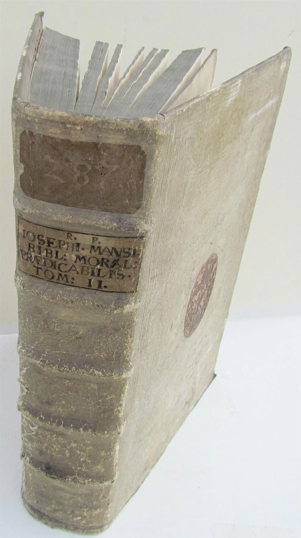 1703 BLIND-STAMPED PIGSKIN BOUND ANTIQUE FOLIO by Josephi Mansi Vol.2 - 2