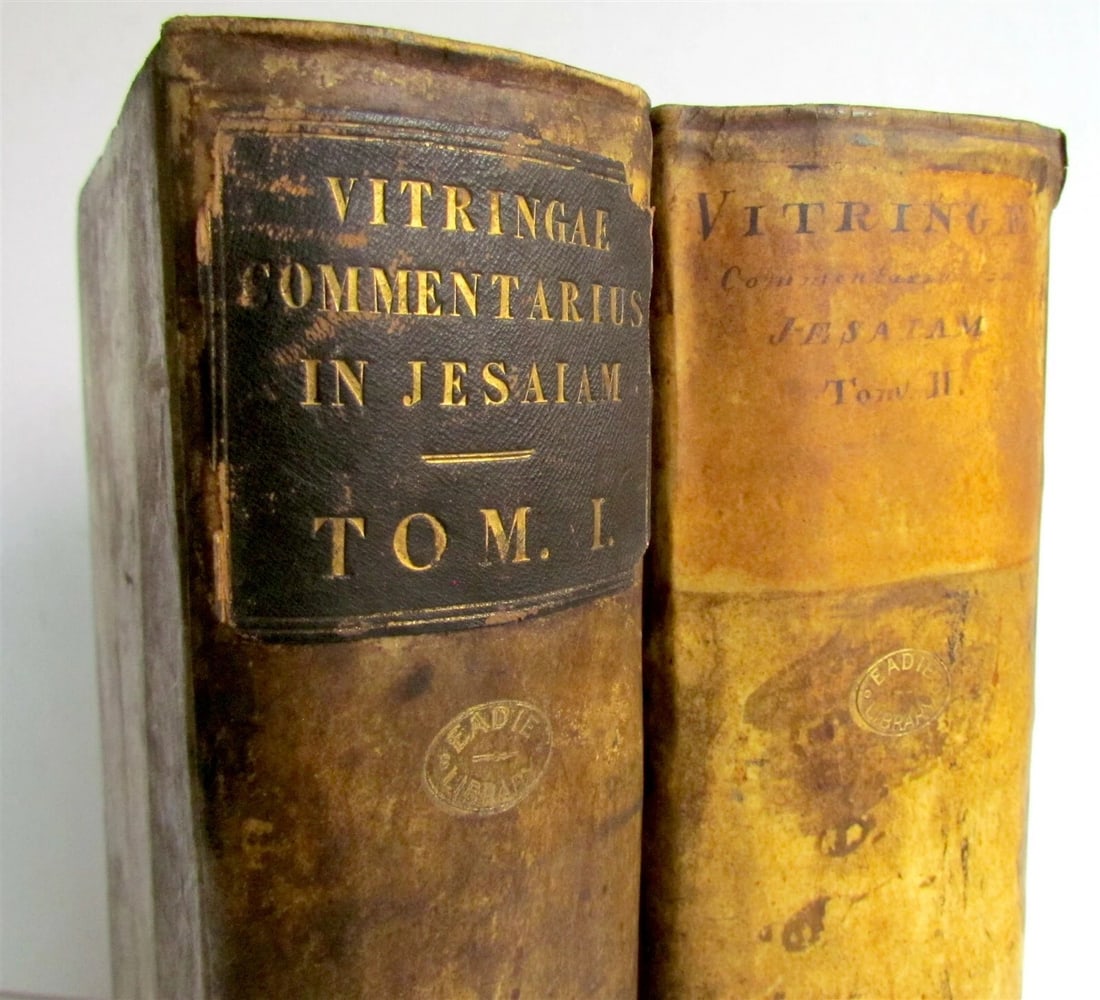 1724 2 VOLUMES Commentary on Isaiah by C.Vitringa antique FOLIOS VELLUM w/ MAP - 3