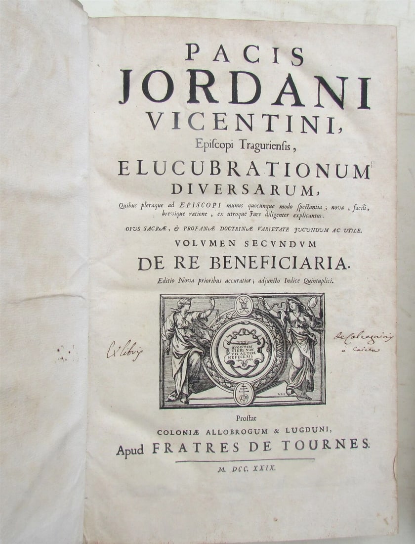 1729 VELLUM BINDING 3 FOLIO VOLUMES Elucubrationum Diversarum Vicentini ANTIQUE - 6