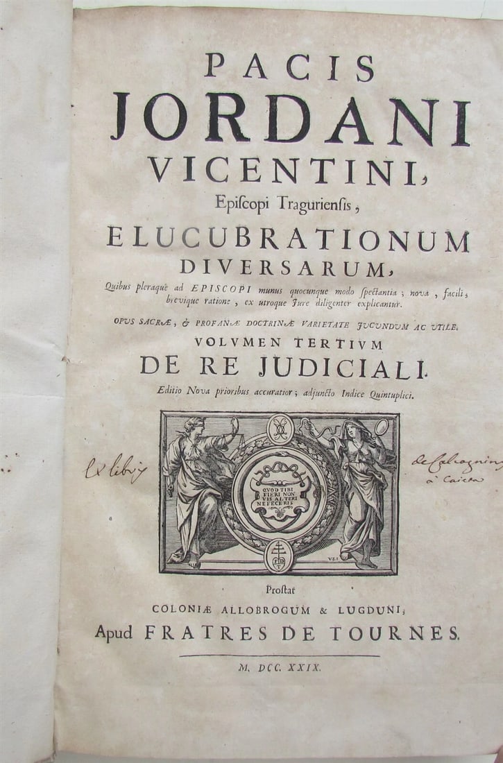 1729 VELLUM BINDING 3 FOLIO VOLUMES Elucubrationum Diversarum Vicentini ANTIQUE - 7