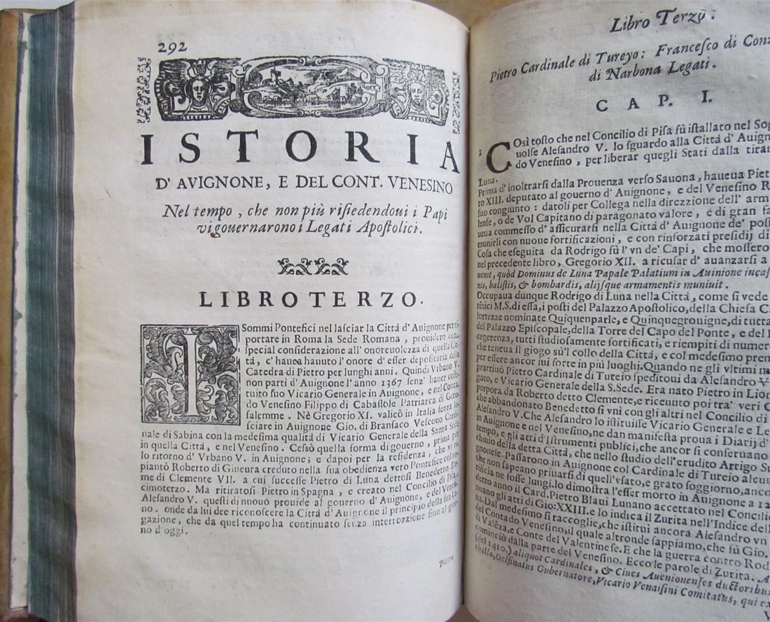 1678 2 volumes HISTORY of AVIGNON VELLUM antique Istoria della Citta' d'Avignone - 6