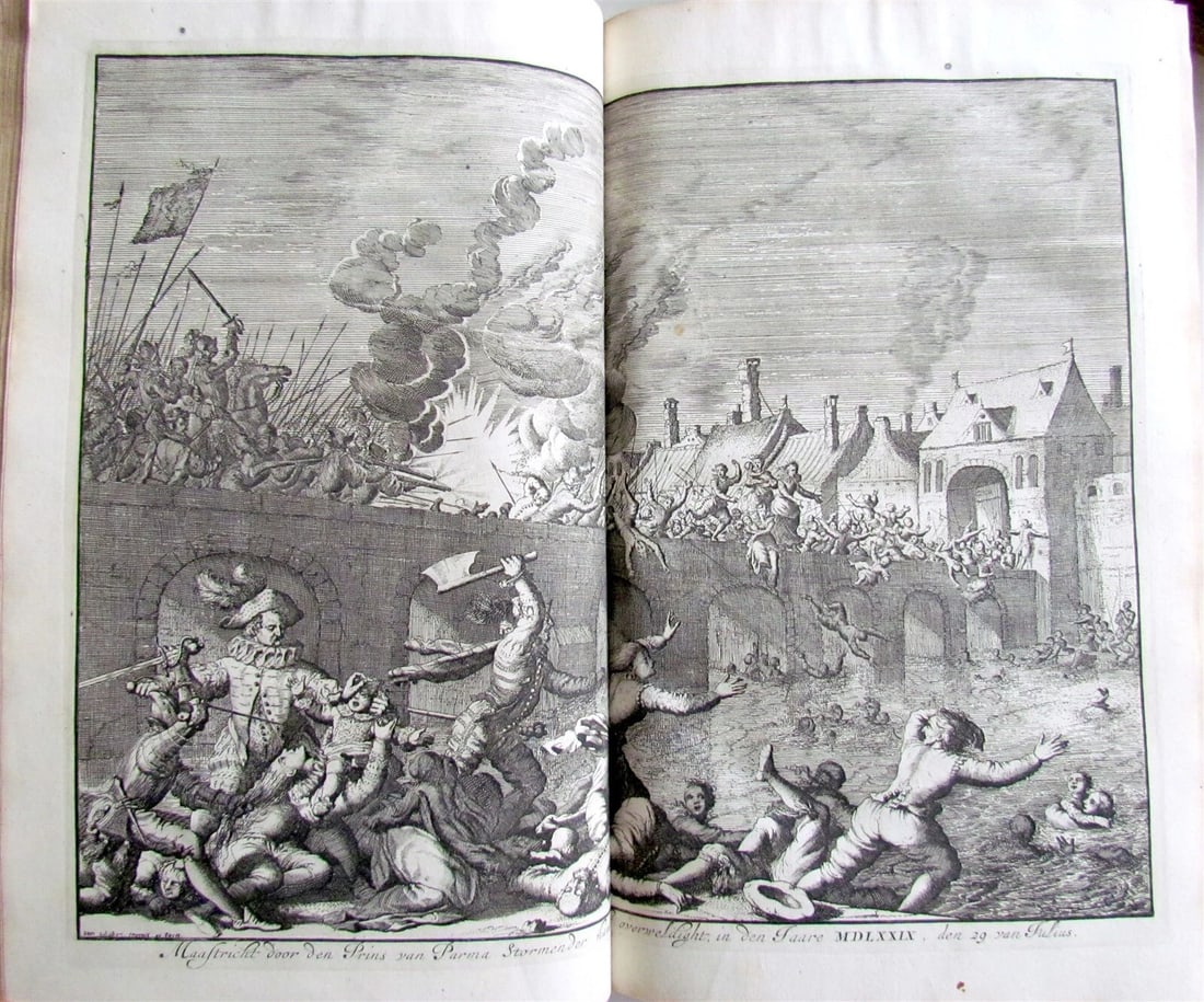 1703 NETHERLANDS HISTORY 2 FOLIO VOLUMES ILLUSTRATED ANTIQUE VELLUM BOUND - 2