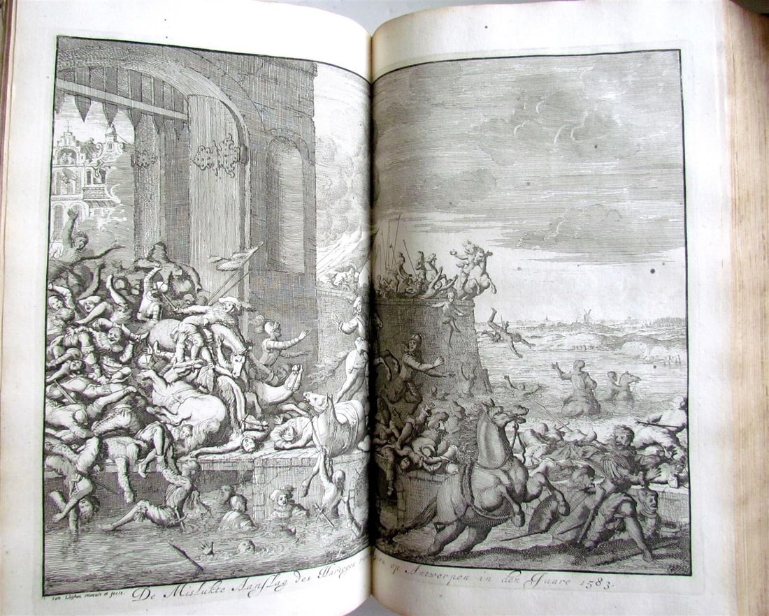 1703 NETHERLANDS HISTORY 2 FOLIO VOLUMES ILLUSTRATED ANTIQUE VELLUM BOUND - 4
