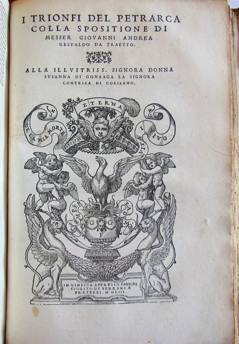 1553 PETRARCH VELLUM BINDING antique Con l'espositione di M. Giovanni Gesualdo - 4