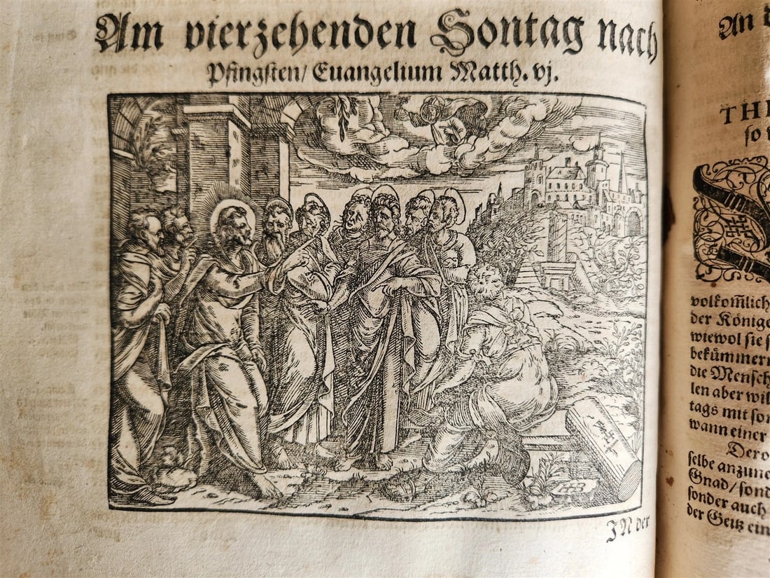 1588 SERMONS by LUIS de GRANADA ILLUSTRATED antique PIGSKIN BOUND FOLIO - 7