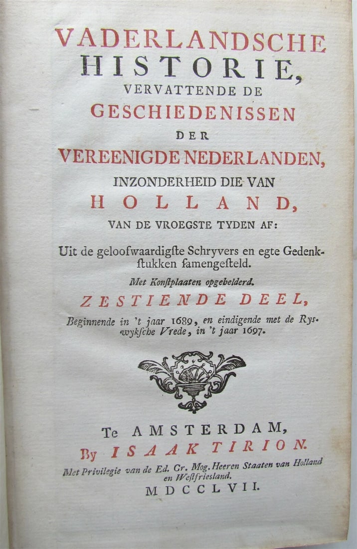 1749-59 21 volumes NETHERLANDS HISTORY ILLUSTRATED antique VELLUM BOUND - 2