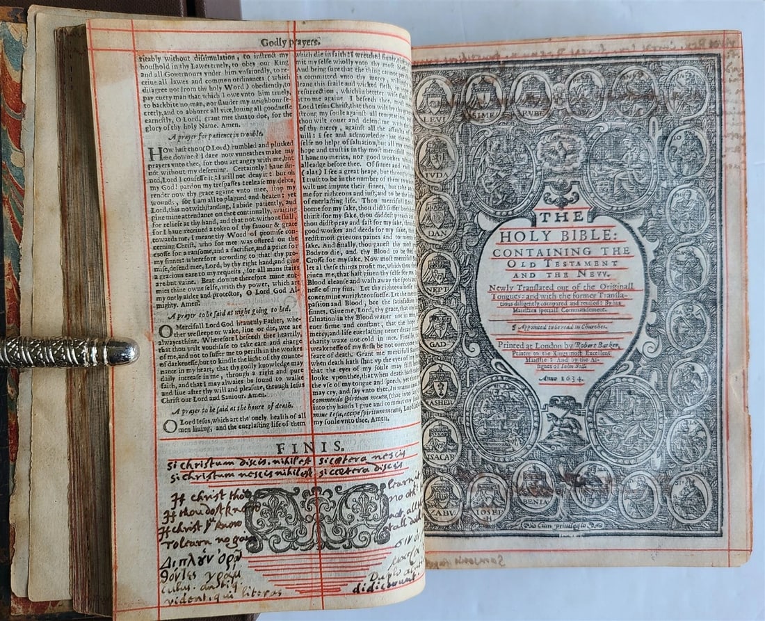 1634 BIBLE in ENGLISH antique by ROBERT BARKER rare - 5
