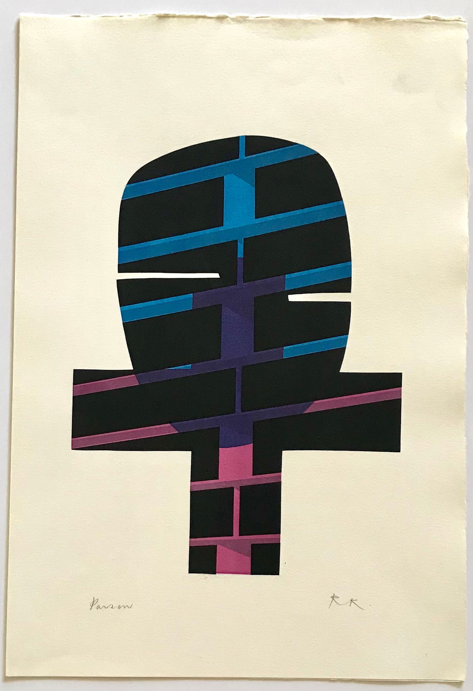 Ronald king signed screenprint Persoun 1967: Title: Ronald king signed screenprint Persoun 1967 Description: Artist: Ronald King Country: Brazil - England Title: Persoun Medium: Screenprint in four colors. Marks: Pencil signed Paper size: 20.50
