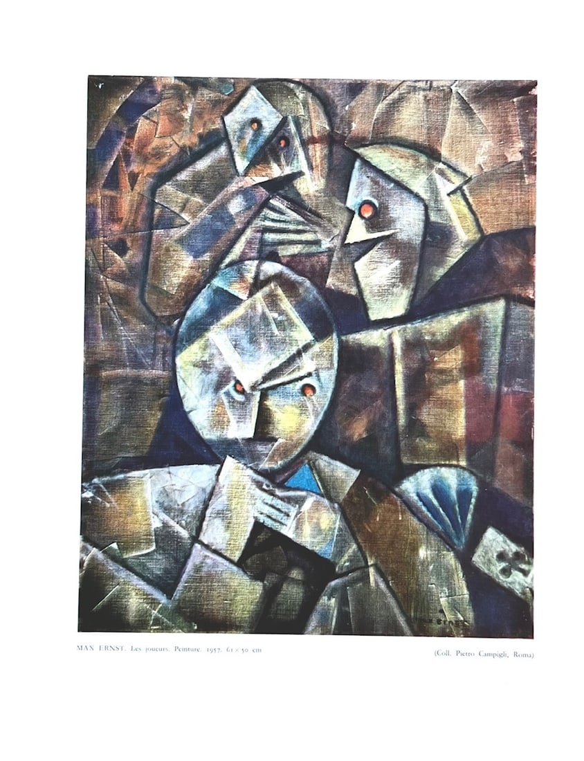 Max Ernst Les joueurs XXe Siecle 1958: Title: Max Ernst Les joueurs XXe Siecle 1958 Description: Artist: Max Ernst Country: Germany-France Title: Les joueurs (after peiture 1957) Medium: Offset Marks: Not signed or numbered Provenance: