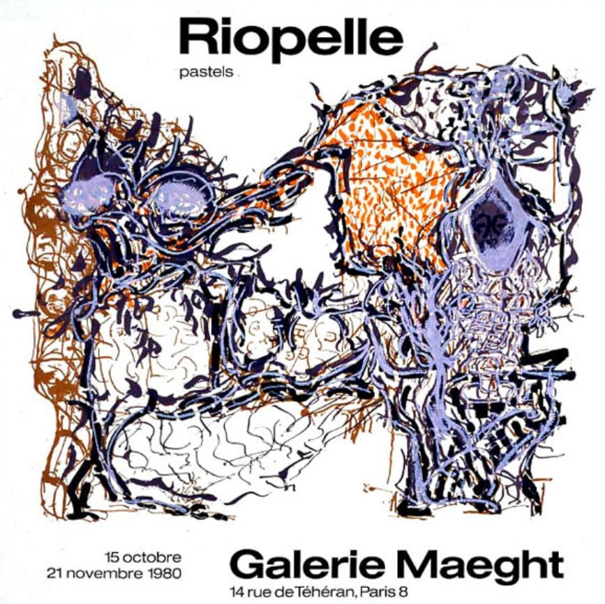 Riopelle Poster Lithograph Pastels 1980: Title: Riopelle Poster Lithograph Pastels 1980 Description: Artist: Riopelle Jean-Paul Country: Canada Title: Pastels 1980 Medium: Original Lithograph Poster Paper Size: 23.50x24 inch Condition: Fine