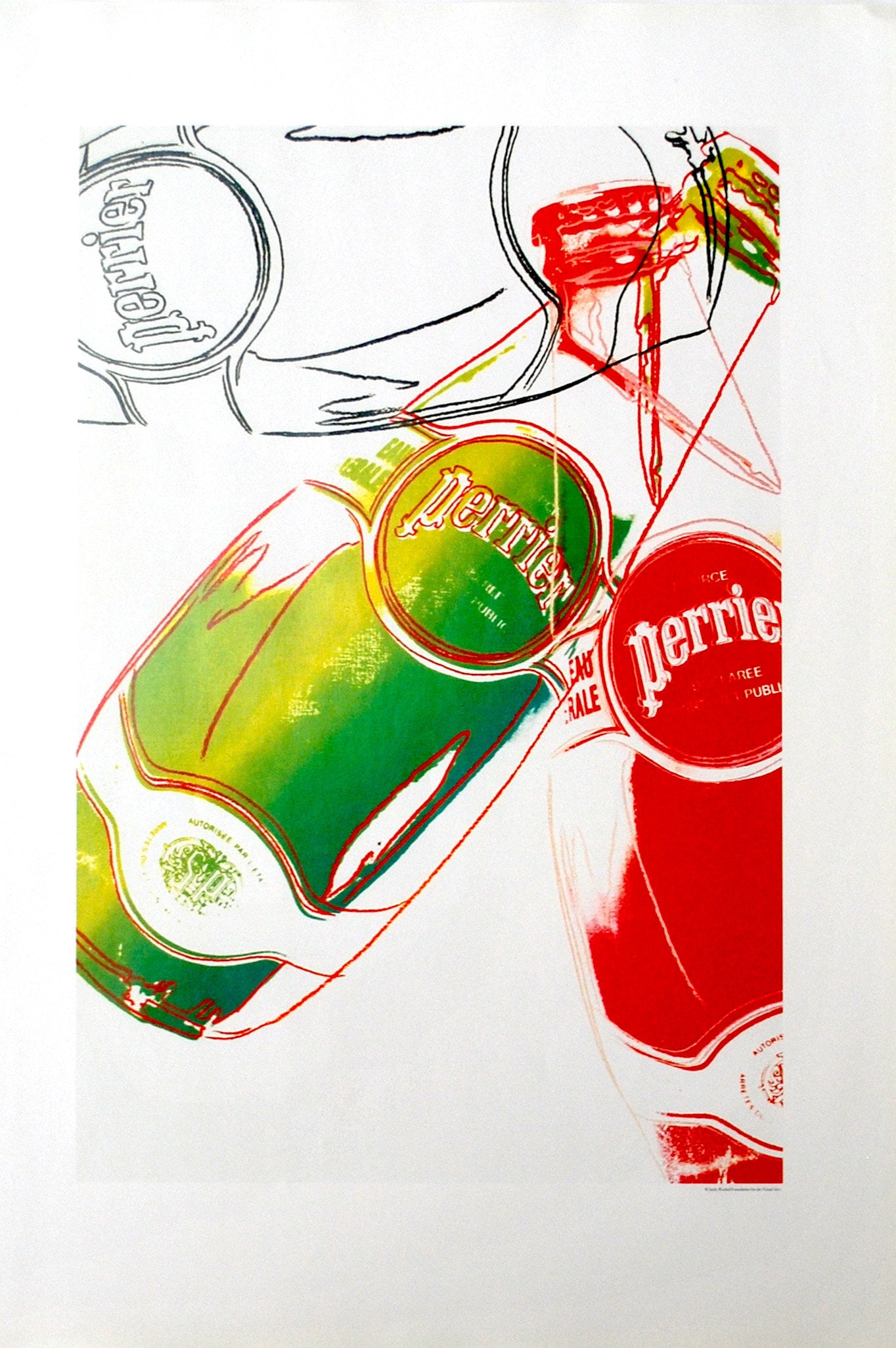 Andy Warhol print Perrier 6 Pop Art 1999: Title: Andy Warhol print Perrier 6 Pop Art 1999 Description: Artist: Andy Warhol Country: USA Title: Perrier 6 Printed: 1999 offset on luster paper Marks: Not signed not numbered Paper Size: 19.50 x 1
