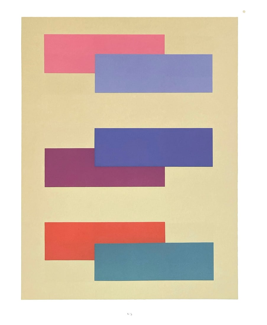 2009 Josef Albers The Interaction of Color Plate V-5: Title: 2009 Josef Albers The Interaction of Color Plate V-5 Description: Artist: Josef Albers Country: Germany-USA Title: Plate V-5 Paper Size: 13.50 x 10.50 inches on Munken Print Cream Printed: