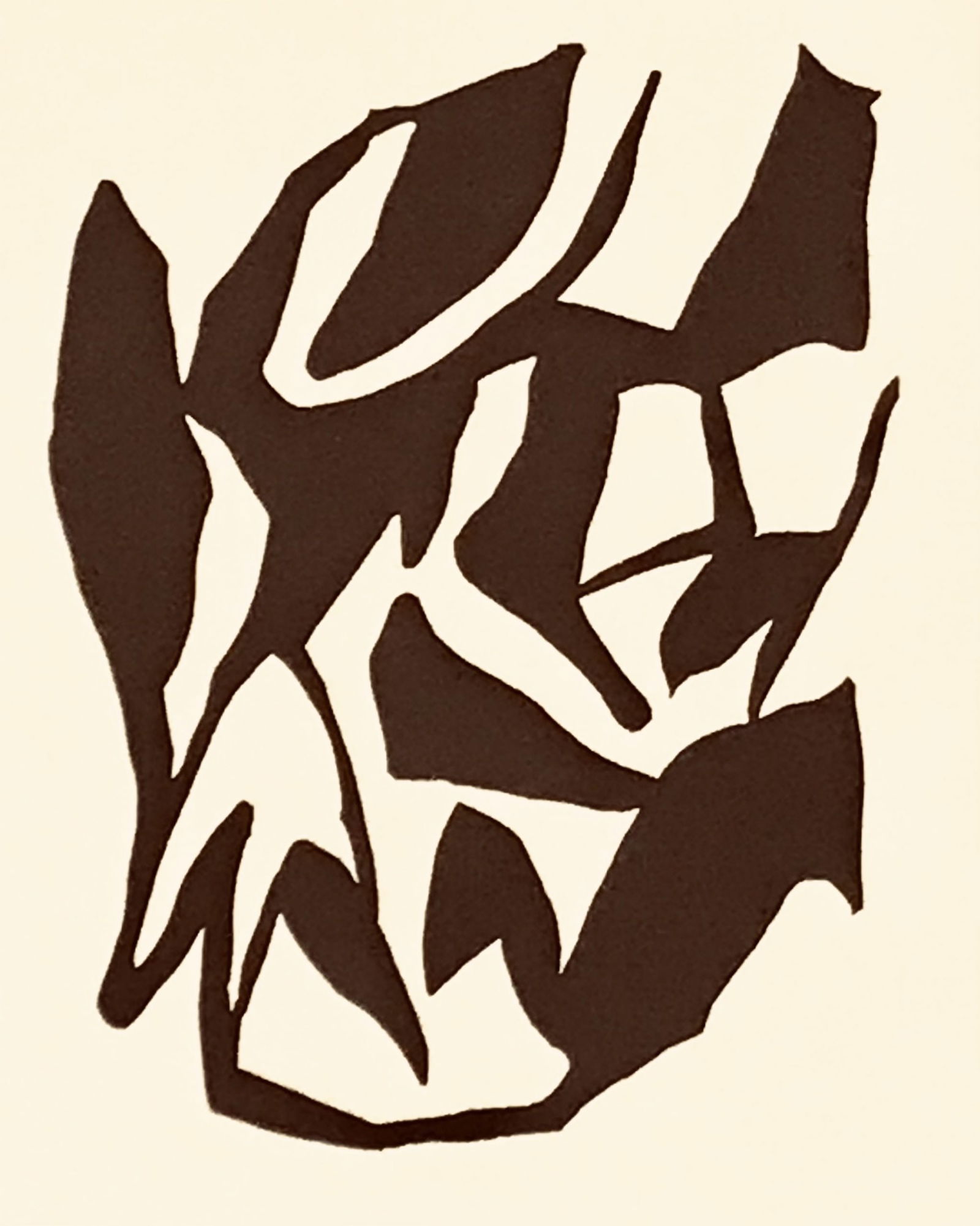 Jean Arp Woodcut untitled A14 Published 1982: Title: Jean Arp Woodcut untitled A14 Published 1982 Description: Artist: Jean Arp Country: France- Germany Title: Untitled - A14 Medium: Woodcut Marks: Not signed, not numbered Paper size: 10.20 x 8.2