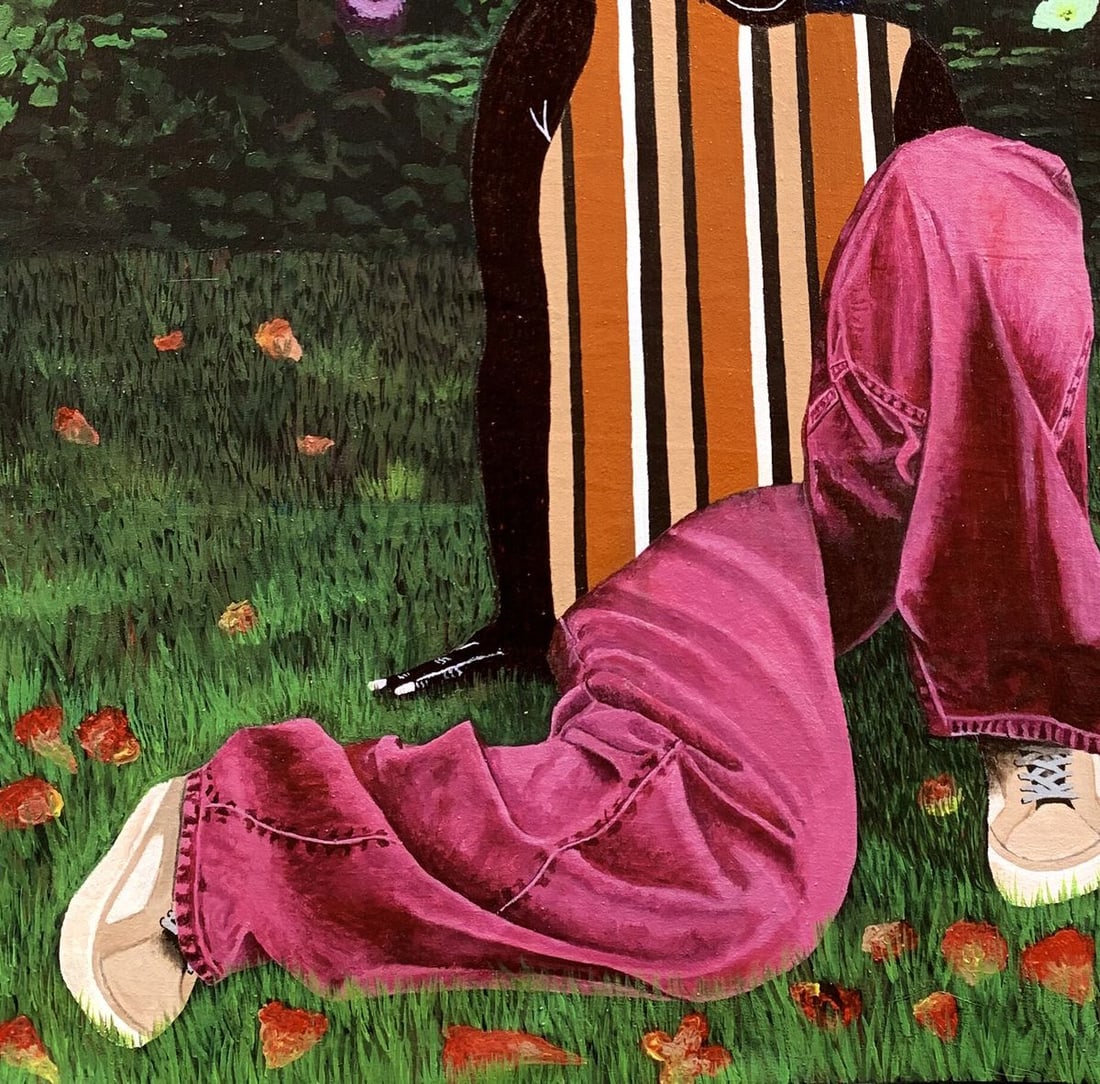 Acrylic painting Among Petals and grass Akintomide Akinshola - 5