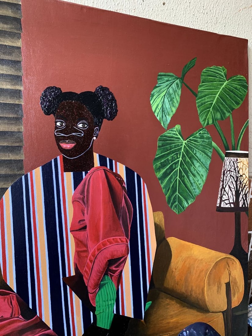 Acrylic painting Solemn dialogue Akintomide Akinshola - 2