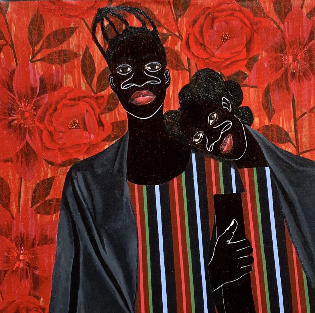 Acrylic painting Support Among the Red Flowers Akintomide Akinshola - 3