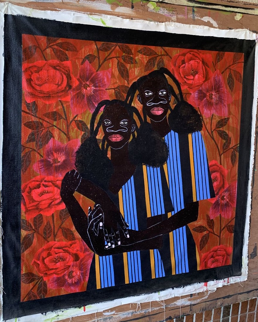 Acrylic painting We Hold Each Other Akintomide Akinshola - 2