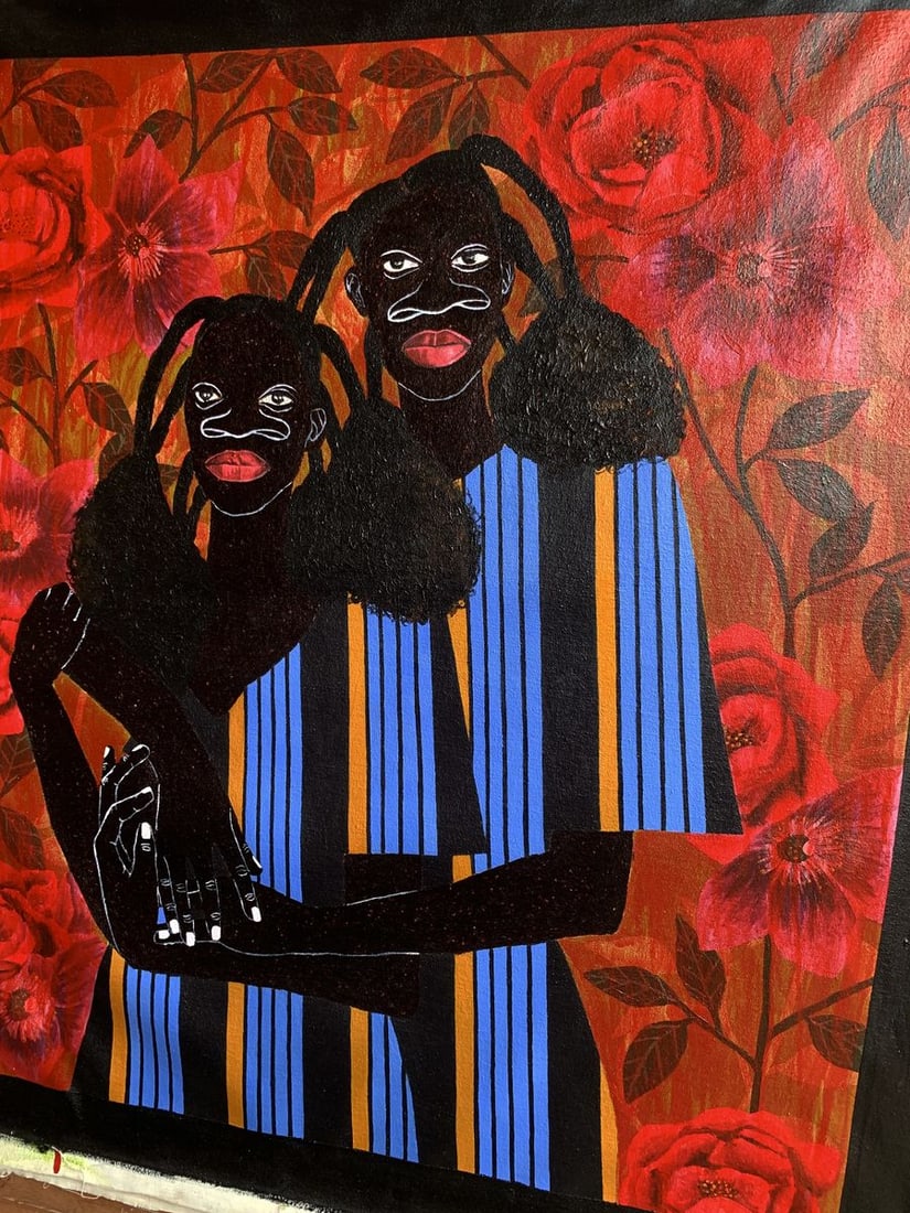 Acrylic painting We Hold Each Other Akintomide Akinshola - 3