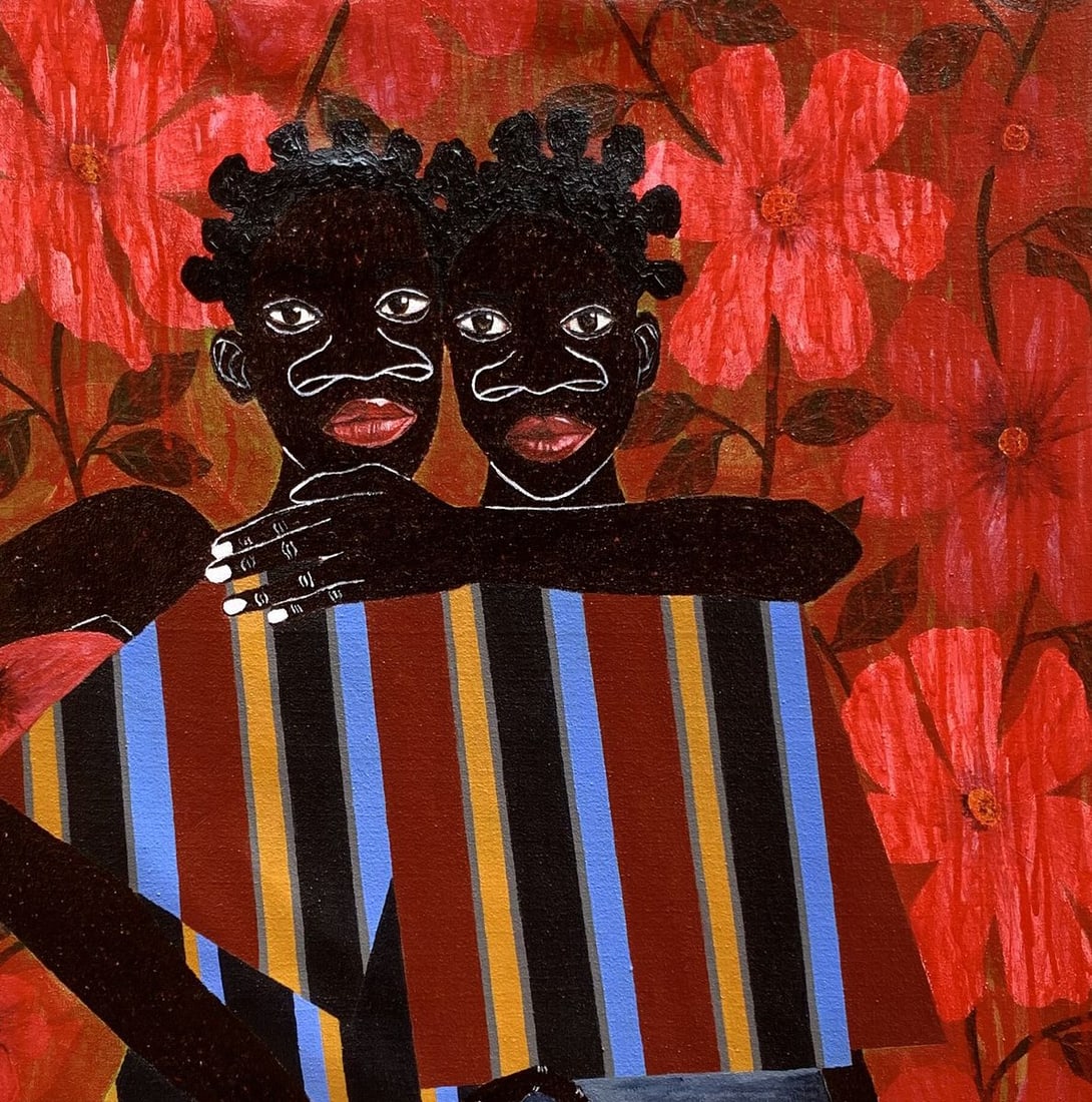 Acrylic painting The hug that Holds the World Akintomide Akinshola - 5