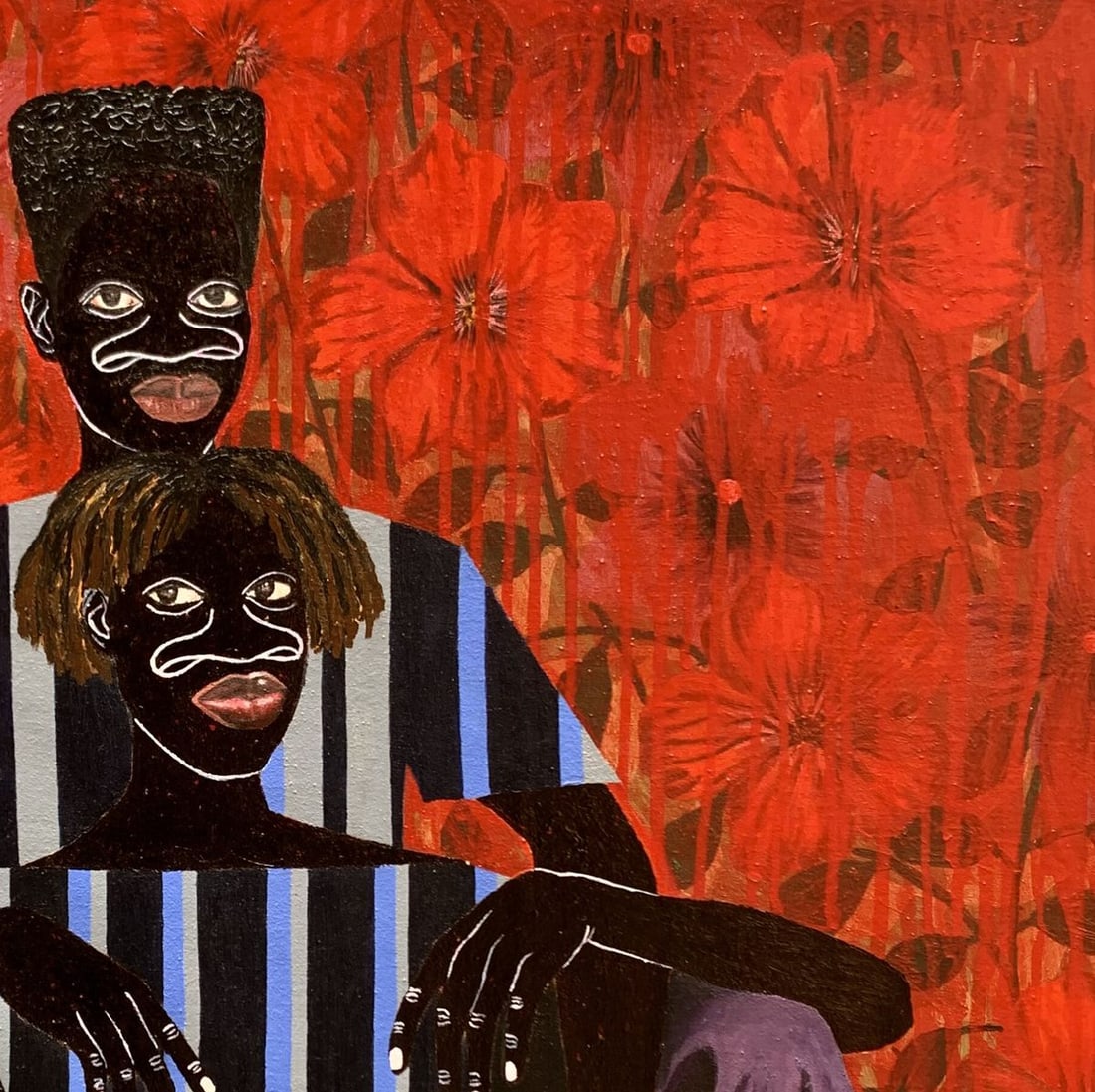 Acrylic painting Among the scarlet flowers Akintomide Akinshola - 5