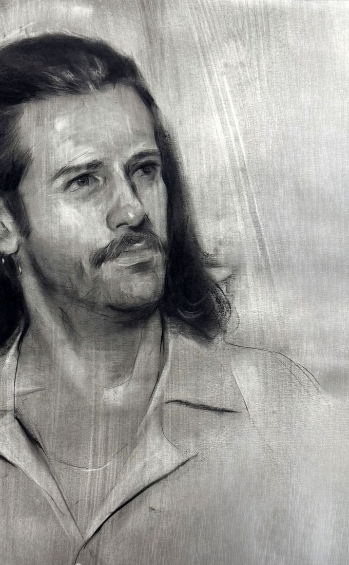 Charcoal painting Portrait of Alessio Annam Butt - 3