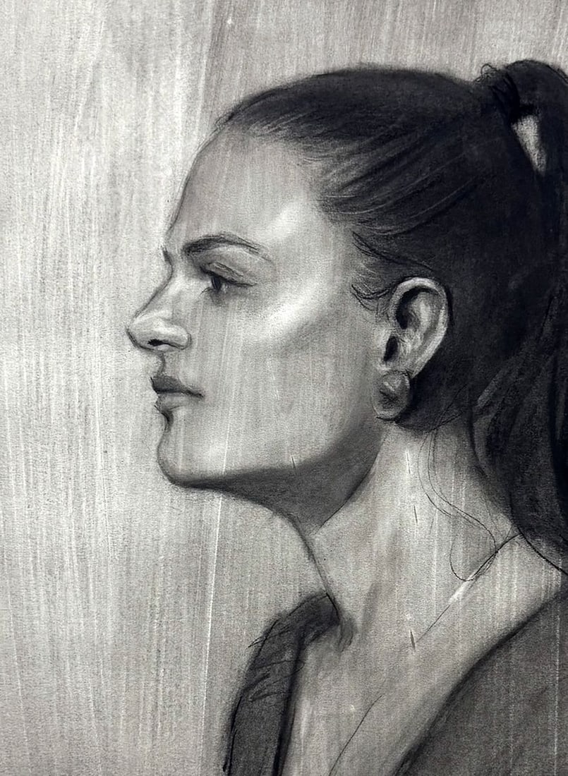 Charcoal painting Portrait of Persephone Annam Butt - 2