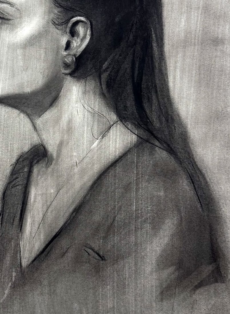 Charcoal painting Portrait of Persephone Annam Butt - 5